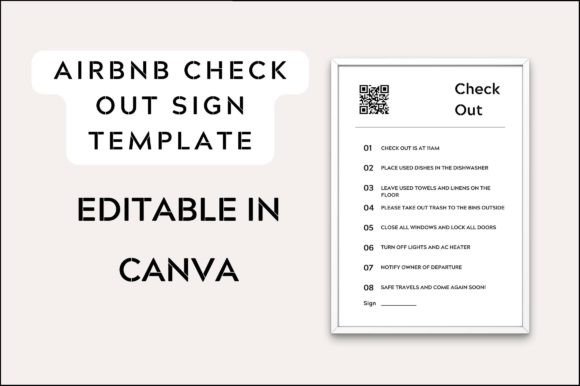 Airbnb Check Out Rules Sign with QR: Streamline Your Rental Property Workflow