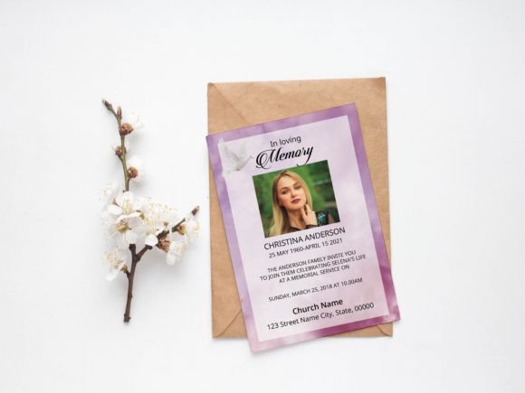 Heaven Dove Funeral Announcement Card