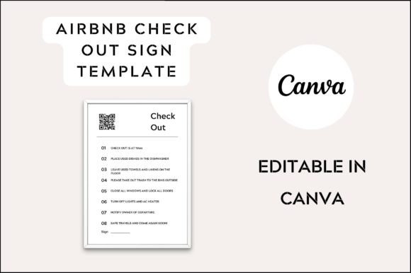 Printable Airbnb Check out Rules Sign