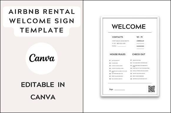 Printable Airbnb Welcome Sign Template for Rental Hosts