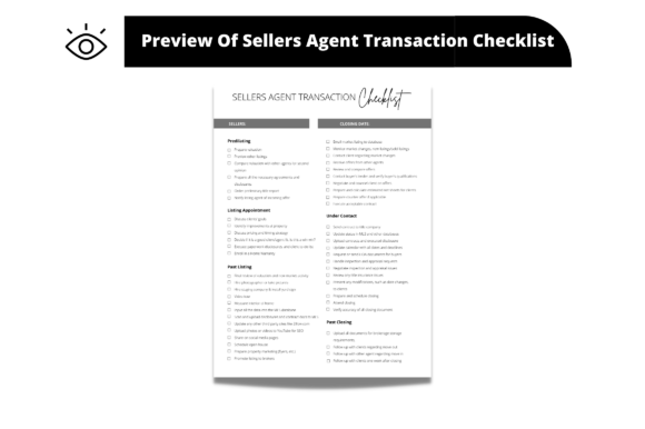 Sellers Agent Transaction Checklist and Premium Realtor Sellers Agent Transaction Checklist Templates For Everyone